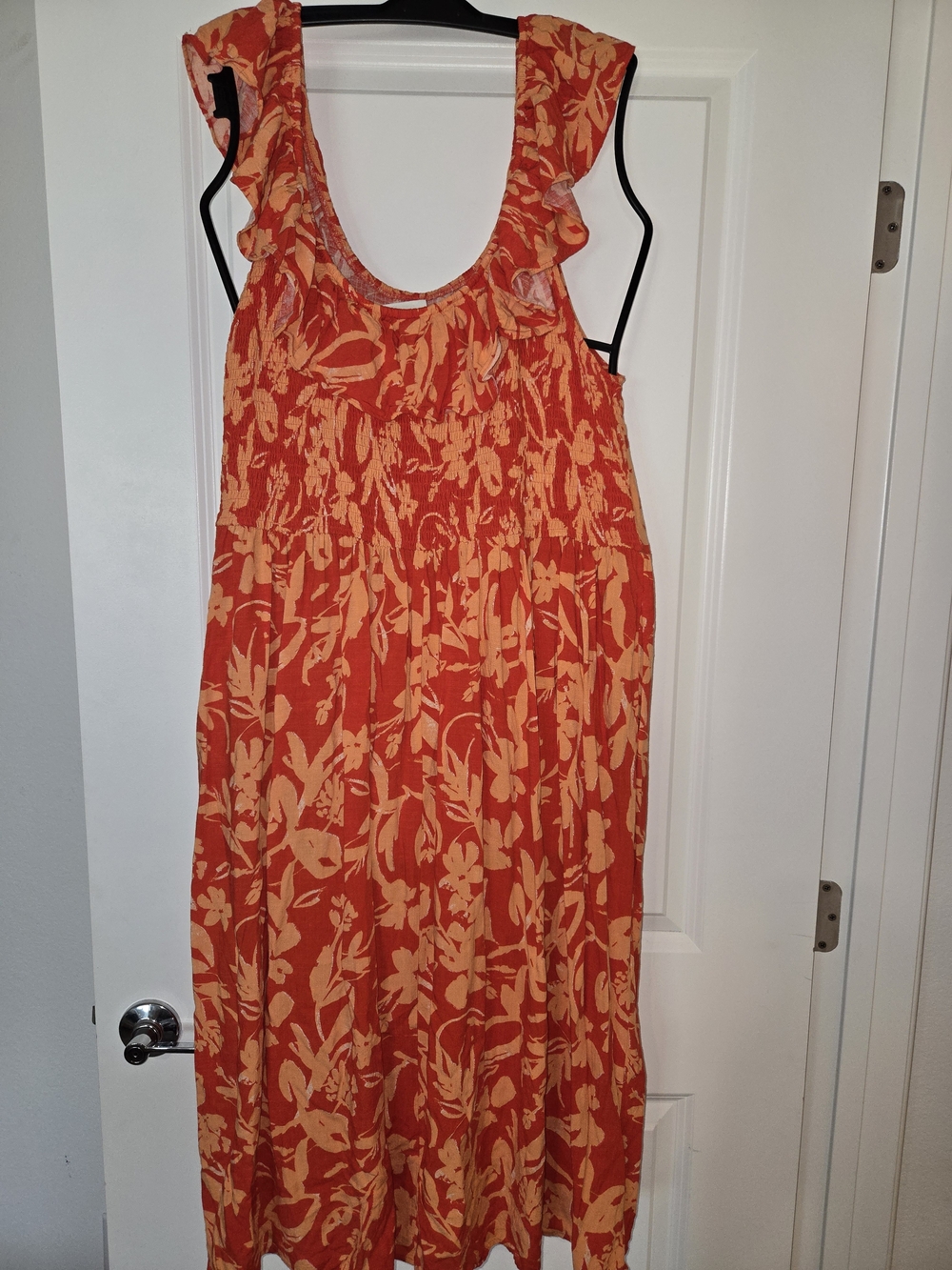 Ava & Viv Orange and Yellow Floral Midi Dress - Picture 2 of 2
